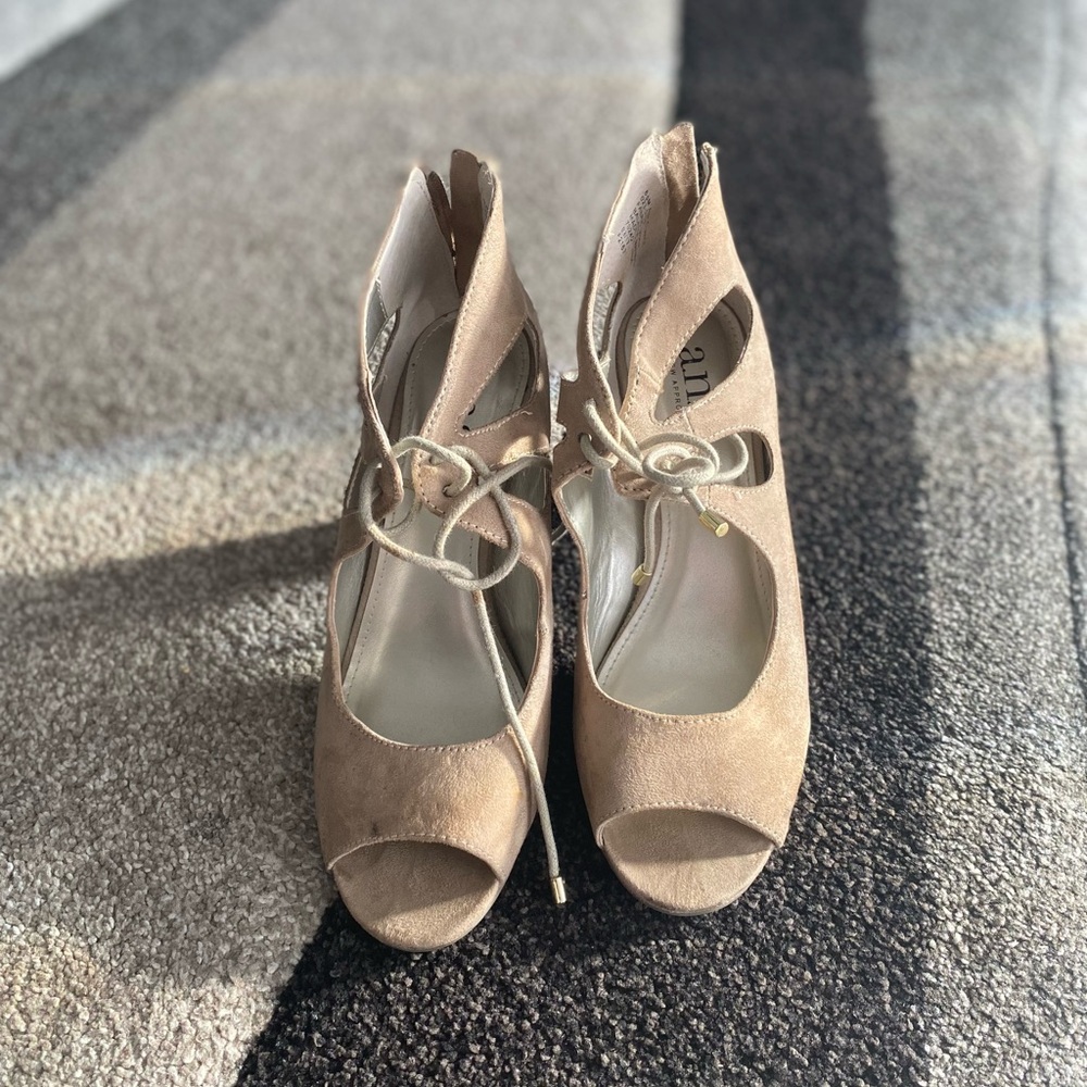 A.n.a suede nude strappy high heels